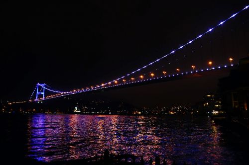 Turkija, Istanbulas, Mėlynas, Gamta, Fosforas, Gerklė, Tiltas, Fosforo Tiltas Naktį, Imani Davis, Naktinis Vaizdas