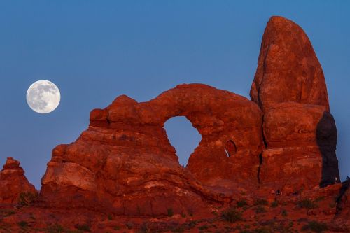 Bokšto Arka, Super Mėnulis, Naktis, Smiltainis, Geologija, Kraštovaizdis, Vaizdingas, Rokas, Erozija, Arkos Nacionalinis Parkas, Utah, Usa