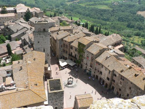 Toskana, Bokštas, San Gimignano, Vaizdas, Viduramžių, Senas, Žinomas, Italy
