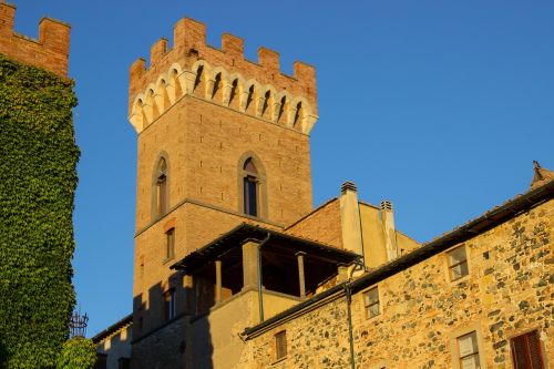 Toskana, Italy, Querceto, Castello Di Ginori Querceto, Bokštas, Istoriškai, Senamiestis, Pastatas