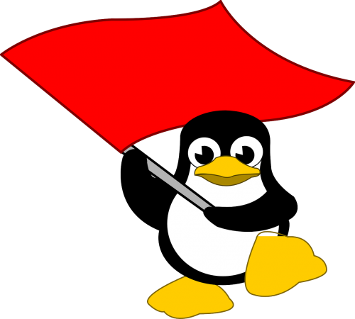 Tux, Vėliava, Linux, Pingvinas, Raudona, Plaukiojantys, Nemokama Vektorinė Grafika
