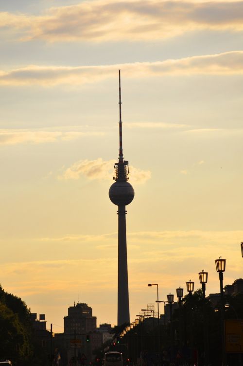 Tv Bokštas, Berlynas, Viduryje, Kapitalas, Saulėlydis, Architektūra