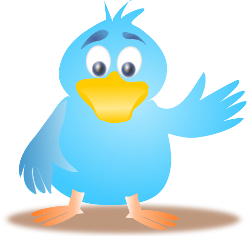 Twitter, Paukštis, Čivināšana, Plaukiojantys, Laimingas, Mėlynas, Nemokama Vektorinė Grafika