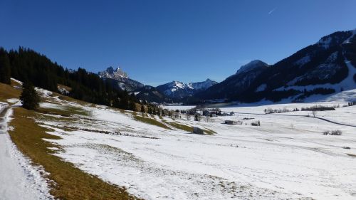 Tyrol, Tannheimertal, Raudona Flüh, Gimpelis, Panorama, Žiema, Sniegas