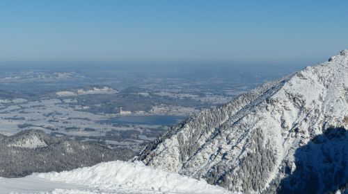 Tyrol, Tannheimertal, Grän, Füssener Jöchle, Sonnenalpe, Žiemą, Snieguotas, Kryptimi Į Šiaurę, Ežeras
