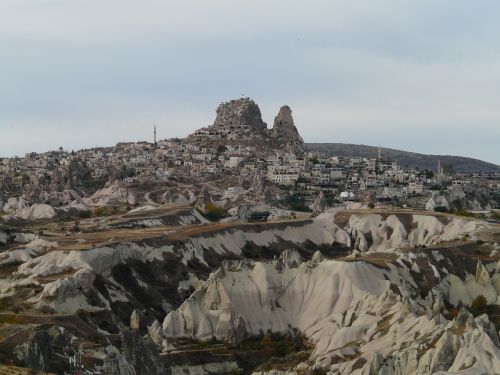 Uchisar, Vieta, Cappadocia, Nevšehir Provincija, Turkija, Piliakalnis