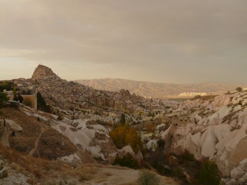 Uchisar, Cappadocia, Nevşehir, Turkija, Roko Butai, Balandžių Slėnis, Piliakalnis