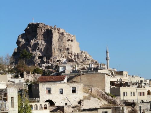 Uchisar, Tuos Akmens Gyvenamieji Namai, Cappadocia, Nevşehir, Turkija, Roko Butai, Piliakalnis, Apartamentai, Miestas