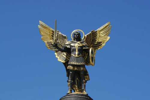 Ukraina, Kiev, Kyiv, Maidan, Statula, Archangelas Michailas