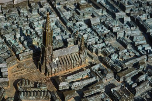 Ulmi Katedra, Münsteris, Miesto Vaizdas, Palengvėjimas, Metalas, Miestas, Peizažas, Modelis