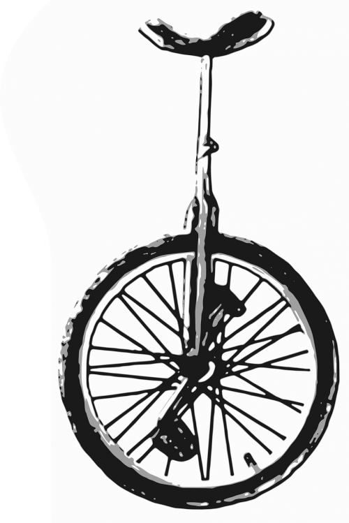 Unicycle, Balansas, Ratas, Dviratis, Dviratis, Sportas, Linksma, Balansavimas, Nemokama Vektorinė Grafika