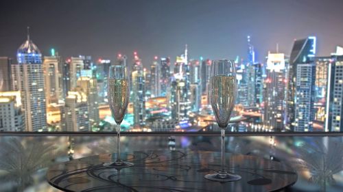 Jungtiniai Arabų Emyratai, Dubai, Šampanas, Panorama, Dangoraižiai, Uae, Centro, Miestas, Prabanga
