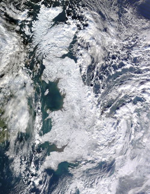 Jungtinė Karalystė, Žiema, Oro Vaizdas, Anglija, Ledas, Šaltas, Coldsnap, 2012, Palydovinis Vaizdas