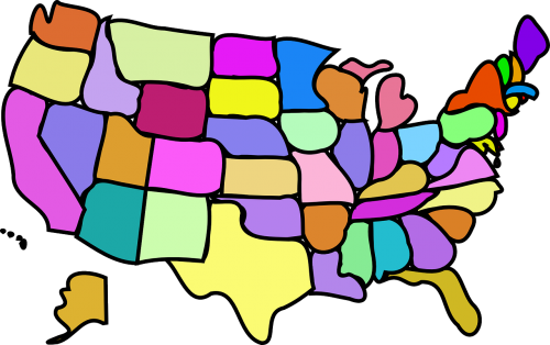 Jungtinės Valstijos, Valstijos, Usa, Amerikietis, Žemėlapis, Nemokama Vektorinė Grafika