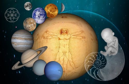 Visata, Gimdymas, Žmogus, Geometrija, Leonardas Da Vinčis, Vitruvian Vyras, Gyvenimo Gėlė, Planeta, Žemė, Gyventi, Visi, Erdvė, Mokslas, Tyrimai, Saulės Sistema, Jupiteris, Planetinė Sistema, Naktinis Dangus, Dangaus Kūnas, Venus, Pasaulis, Dangus, Gaublys, Mėlyna Planeta, Visame Pasaulyje