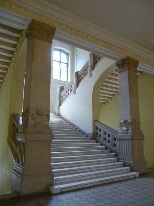 Universitetas, Laiptas, Laiptinė, Stulpelis, Išgalvotas, Langas, Art Nouveau, Budapest, Vengrija