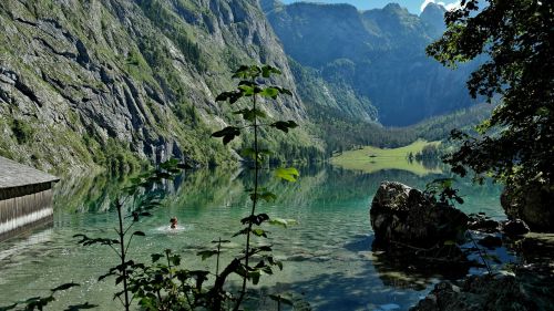 Viršutinis Ežeras, Königssee, Berchtesgaden, Masyvas, Berchtesgaden Alps, Berchtesgadeno Nacionalinis Parkas, Tvirtas, Vaizdas, Atspindys, Nuotaika, Horizontas
