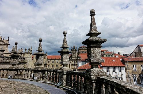 Santiago De Compostela, Katedra, Ant Stogo, Tvora, Akmuo, Architektūra, Istorinis, Viduramžių, Miesto Panorama, Panorama