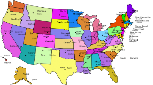 Usa, Sostinės, Žemėlapis, Jungtinės Valstijos, Valstijos, Geografija, Nemokama Vektorinė Grafika