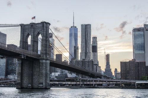 Usa, Niujorkas, Bruklino Tiltas, 8 Eglės Gatvė, Frank Gehry, Rytinė Upė, Brooklynas, Vaizdas, Panorama
