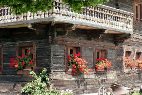 Atostogos, Blokinis Namas, Gėlių Dekoracijos, Senas, Alpių