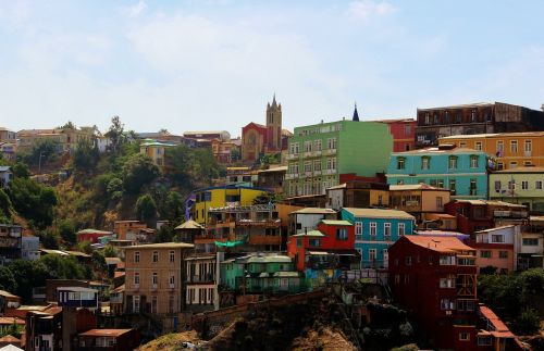 Valparaiso, Architektūra, Pietų Amerika, Kraštovaizdis, Miesto Panorama, Valparaíso, Spalvinga, Miestas, Miesto, Vasara, Dangus, Debesys, Peizažai, Debesis, Mėlynas