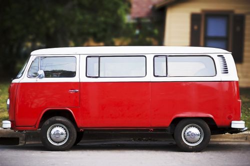 Van, Volkswagen, Automobilis, Transporto Priemonė, Automobilis, Austin, Vintage, Retro, Raudona