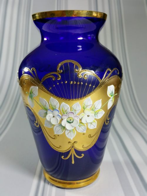 Vazos, Mėlynas, Stiklas, Gėlės, Ornamentas