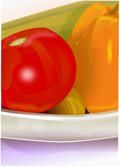 Daržovės, Pomidoras, Paprika, Pipirai, Dubuo, Vitaminai, Mityba, Sveikas Maistas, Maistas, Nemokama Vektorinė Grafika