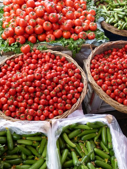 Daržovės, Pomidorai, Agurkai, Raudona, Žalias, Valgyti, Sveikas, Maistas
