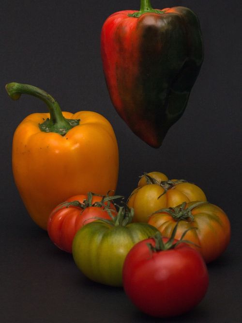 Daržovės, Makro, Pomidorai, Datailaufnahme, Paprika