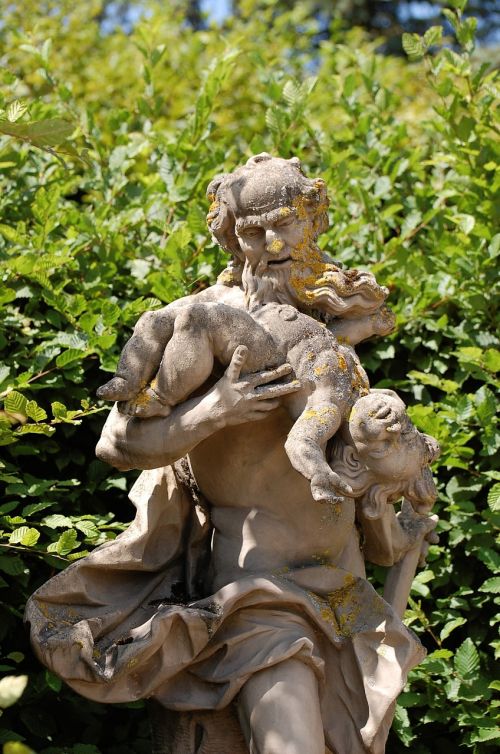 Veitshoechheim, Barokas, Faun, Statula, Vyras Su Vaiku, Akmuo