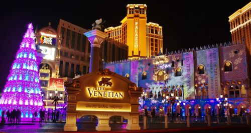 Venetian, Las Vegasas, Dekoratyvinis, Vakaras, Žibintai, Lauke, Naktis, Orientyras, Gražus, Architektūra