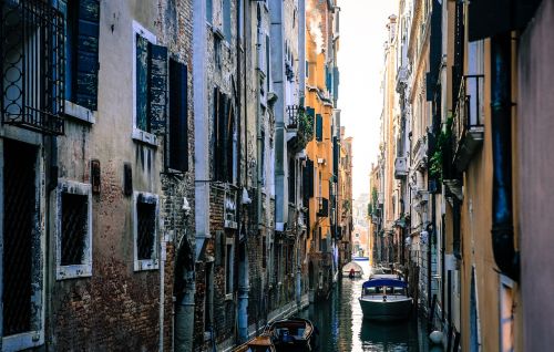 Venecija, Italy, Gondolos, Kanalas