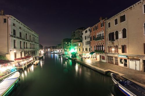 Venecija, Kanalas, Vakaras, Mėnulis