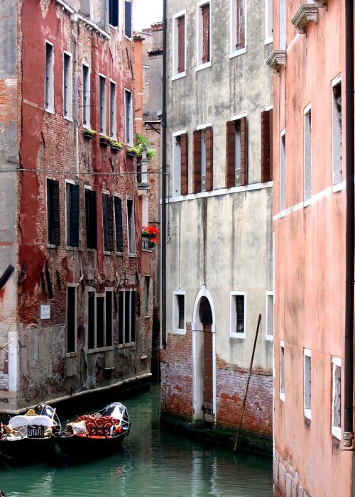 Venecija, Italia, Kanalas, Gondolos