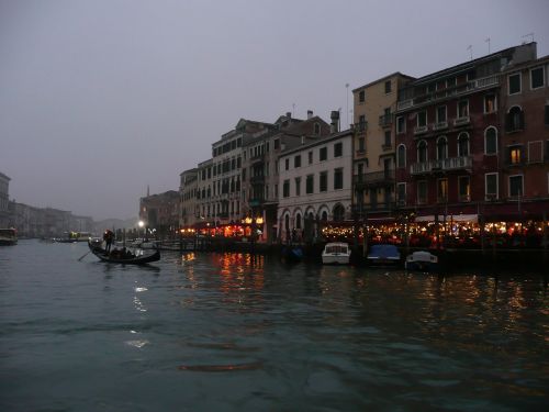 Venecija, Kanalas, Naktis, Gondola