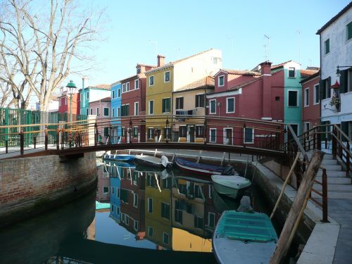 Venecija, Kanalas, Burano Sala, Italy, Spalvingi Namai, Apmąstymai