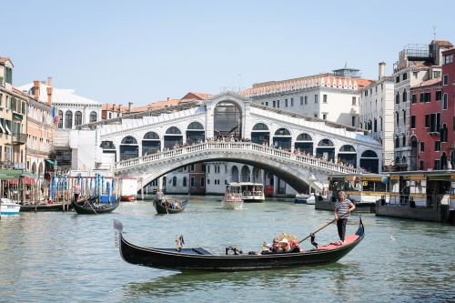 Venecija, Canale Grande, Rialto Tiltas, Italy, Gondolos, Šventė, Rialto