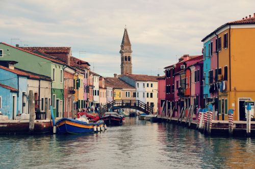 Venecija, Italy, Burano, Spalvos, Kanalas