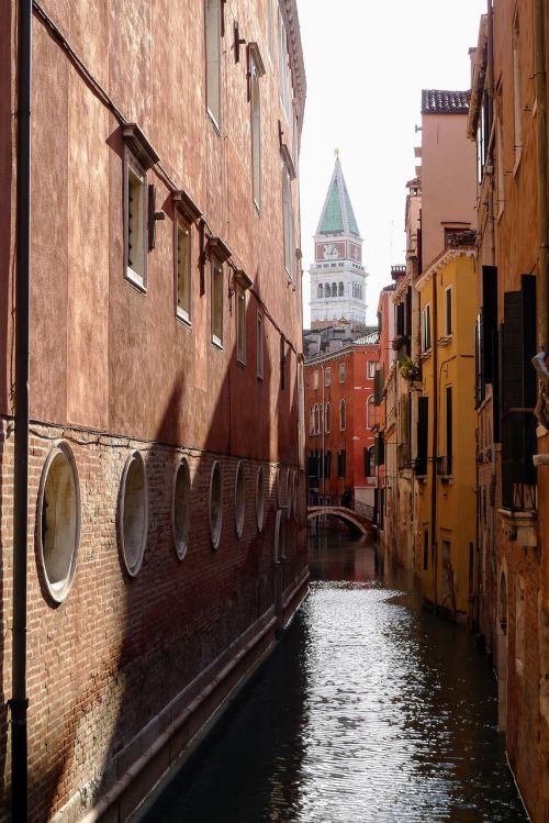 Venecija, Kanalas, Varpinė, Kampanelis, Fasadai, Italy, Architektūra, Tiltas
