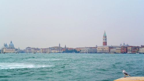 Venecija, Italy, Panorama, St Ženklo Aikštė, Bažnyčia, Dom, Vanduo, Jūra, Kajakas, Miestas