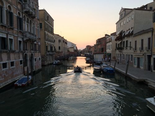 Venecija, Kanalas, Boot, Gondola, Namai, Afterglow, Italy, Tiltas, Vanduo, Tylus