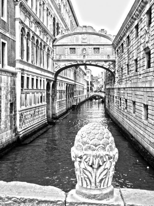 Venecija, Susierzinimų Tiltas, Tiltas, Vanduo, Kanalas, Juoda Ir Balta, Italy