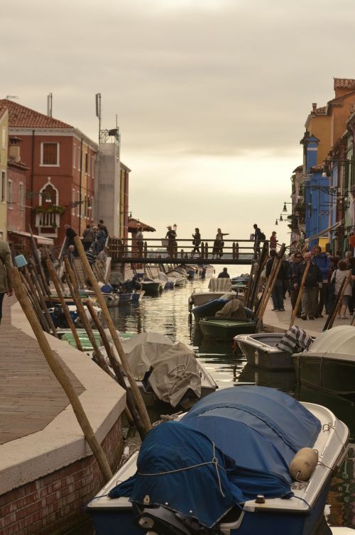 Venecija, Burano, Kanalas, Valtis, Italy