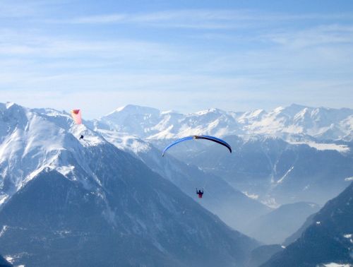 Verbier, Hangglider, Sniegas