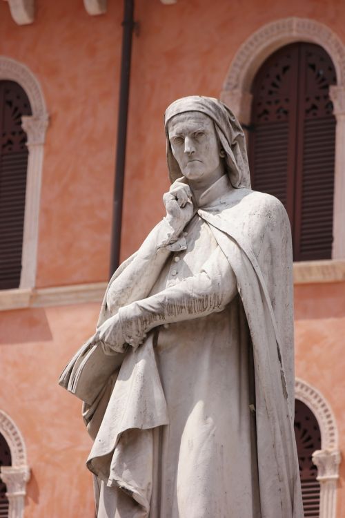 Verona, Dante, Kvadratinių, Italija, Senovės, Paminklas, Piazza Dei Signori, Statulas, Poetas, Turizmas