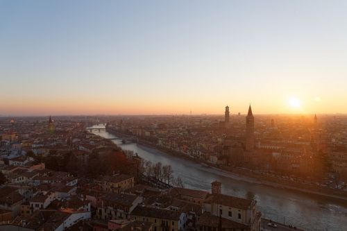Verona, Saulėlydis, Kraštovaizdis, Italy, Architektūra, Panoraminis, Europietis