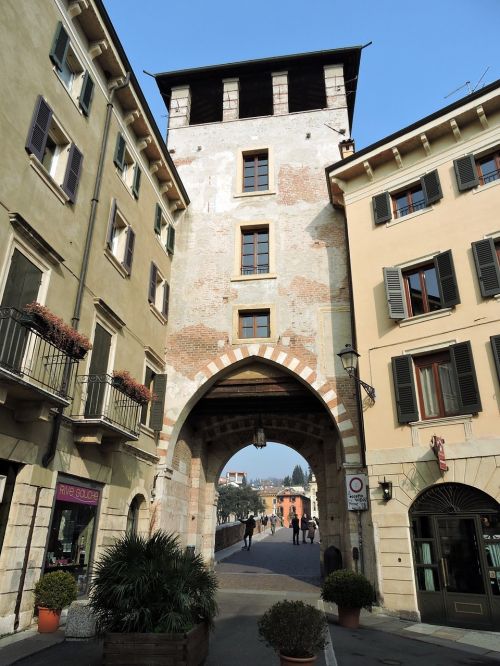 Verona, Įėjimas, Torre, Tiltas, Akmuo, Italy, Lankas