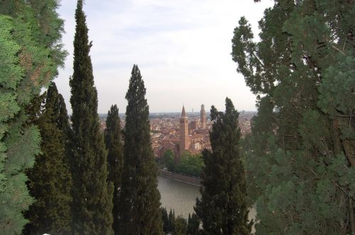 Verona, Italy, Gamta, Parkas, Miestas, Bažnyčia, Torre, Pastatai, Upė, Kraštovaizdis, Vista